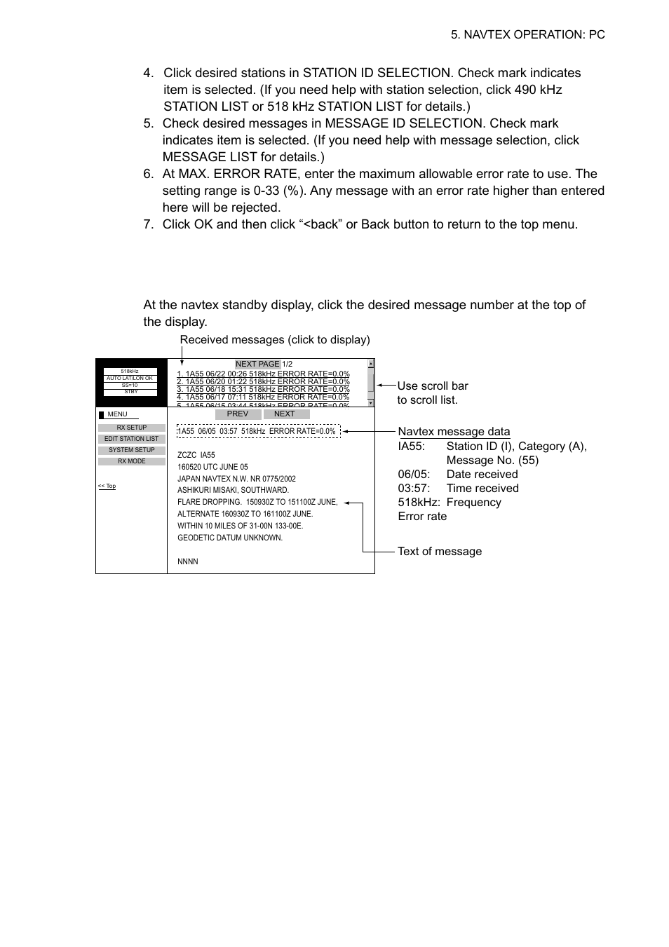 3 displaying navtex messages, Navtex standby display | Furuno FAX-30 User Manual | Page 67 / 115