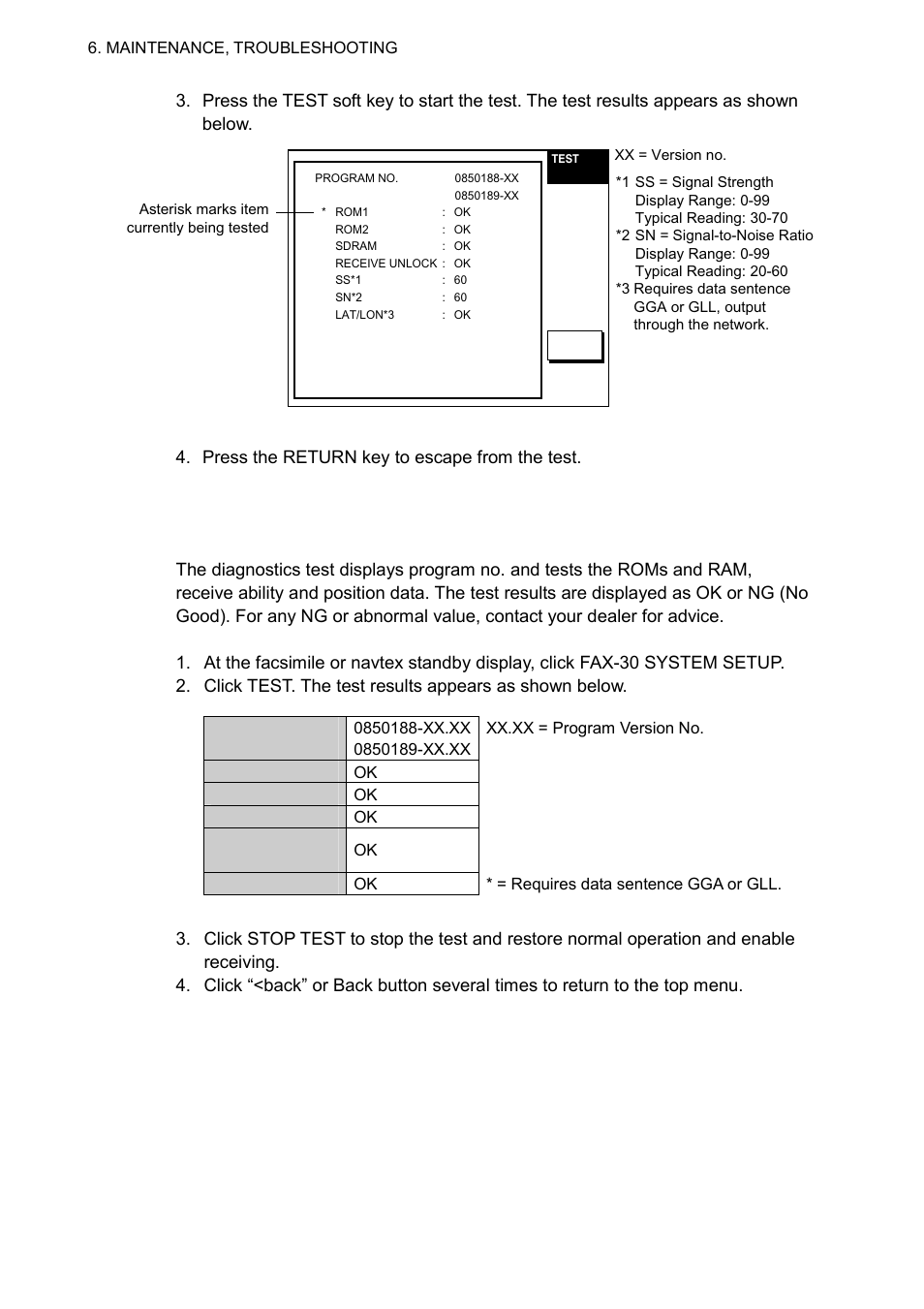 5 diagnostics: pc | Furuno FAX-30 User Manual | Page 76 / 115