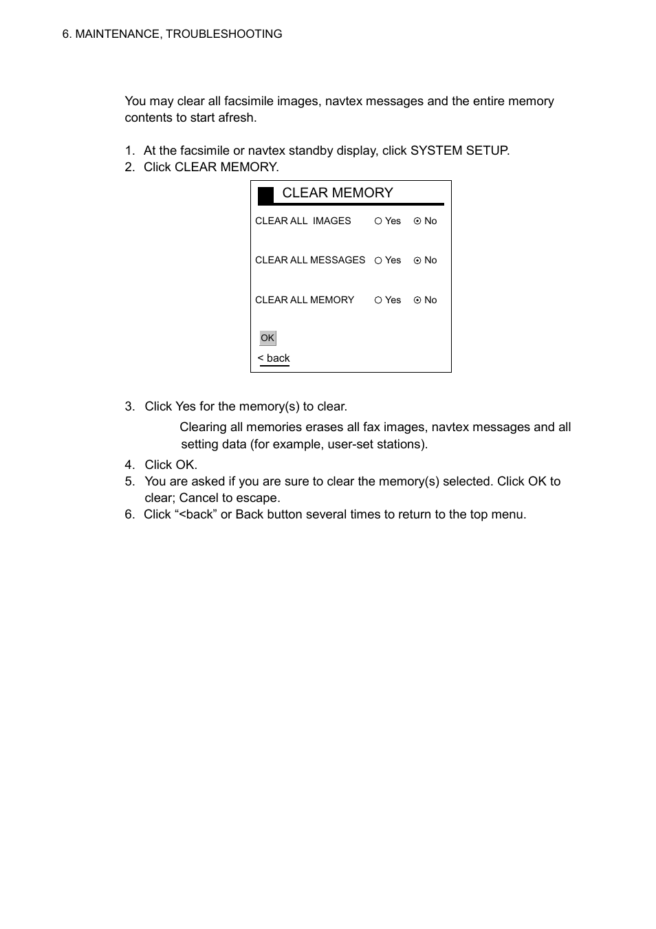 7 clearing data: pc | Furuno FAX-30 User Manual | Page 78 / 115