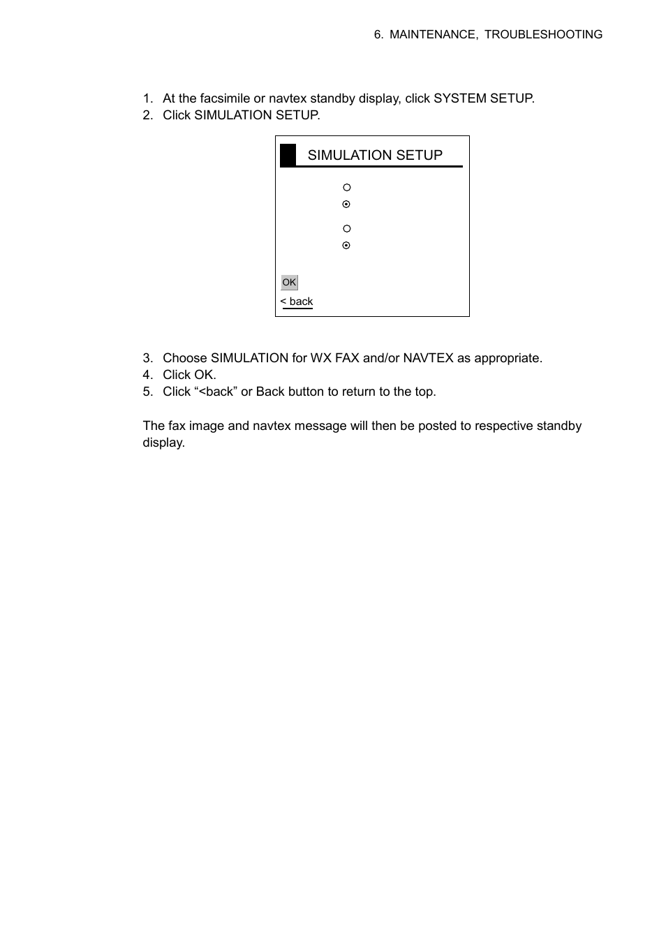 9 6.9.2 accessing the simulation mode through pc | Furuno FAX-30 User Manual | Page 81 / 115