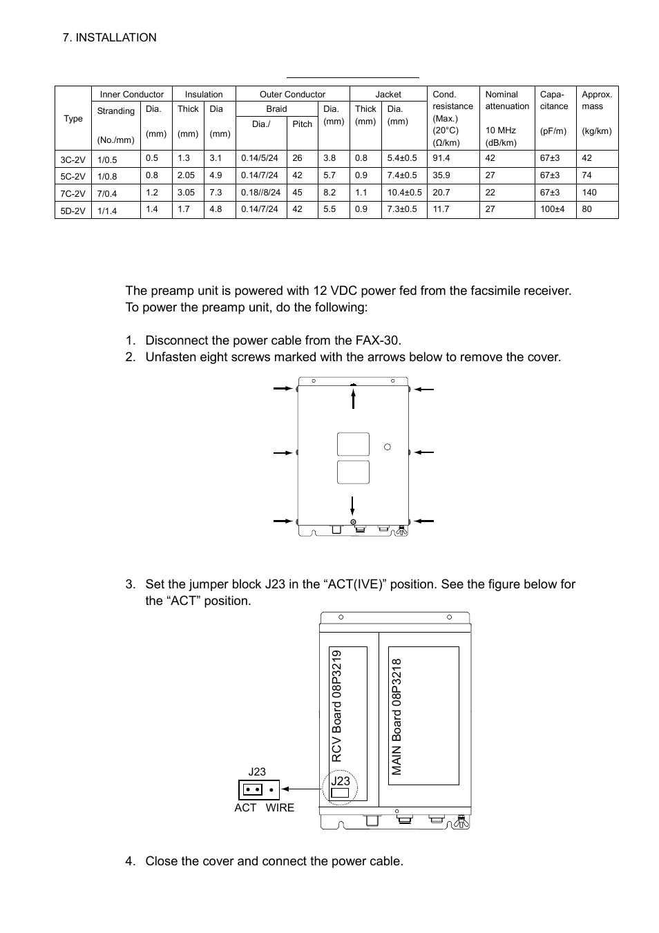 4 supplying power to the preamp unit, Jis cable specifications | Furuno FAX-30 User Manual | Page 88 / 115