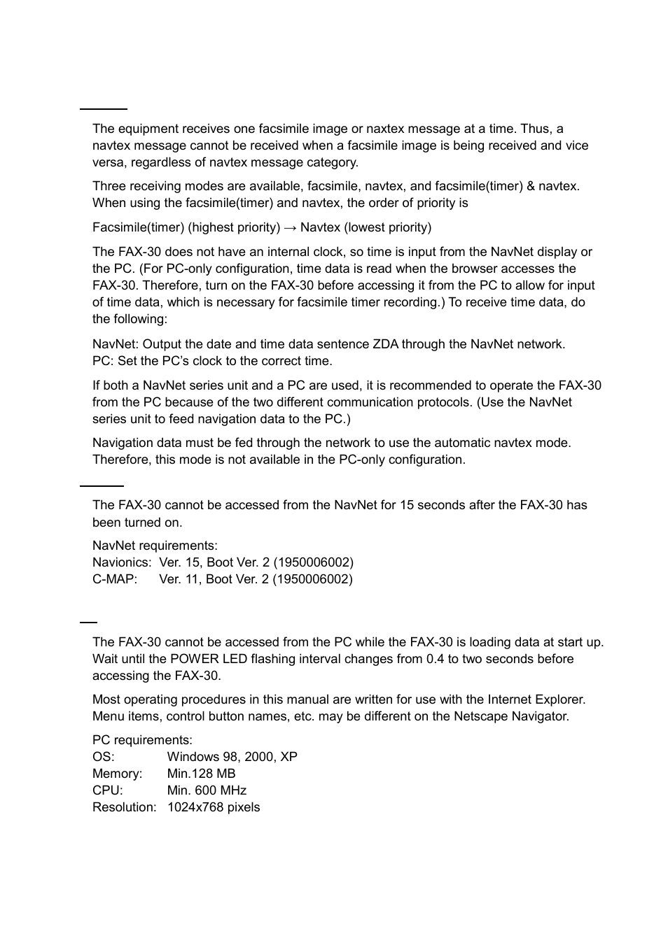 Operational characteristics | Furuno FAX-30 User Manual | Page 9 / 115