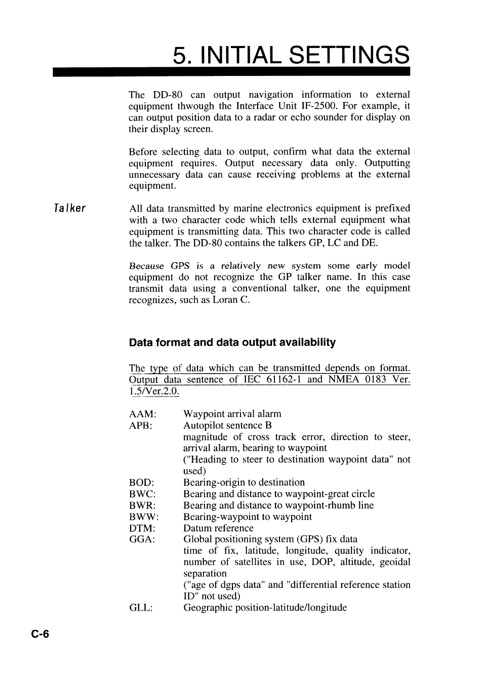 Initial settings | Furuno DD-80 User Manual | Page 98 / 119