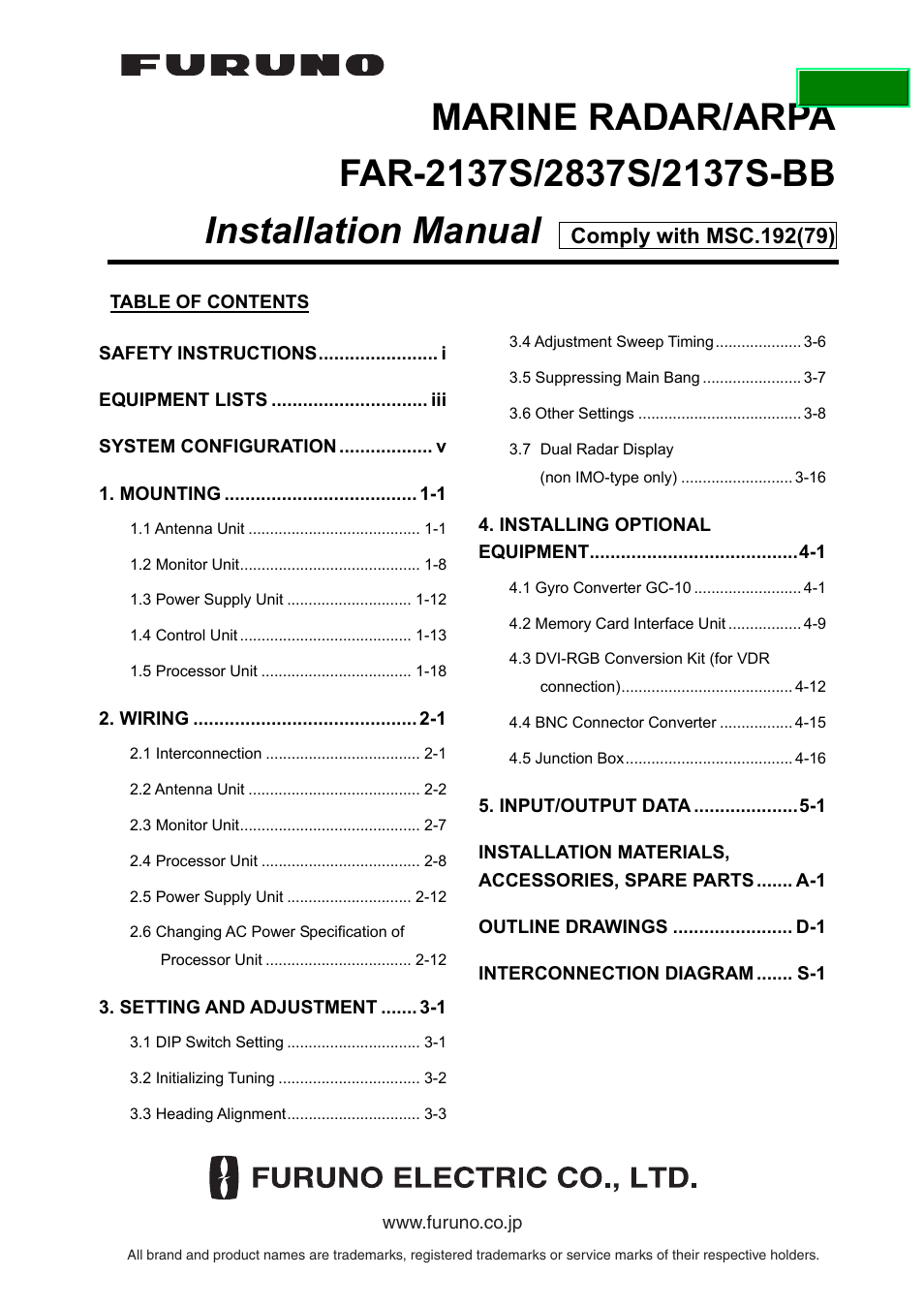 Furuno 2837S User Manual | 123 pages