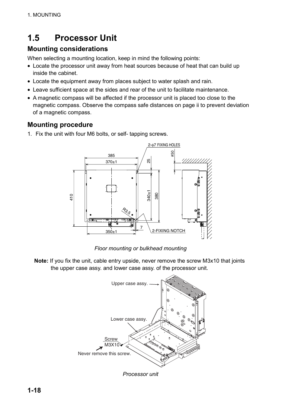 5 processor unit, Mounting considerations, Mounting procedure | Furuno 2837S User Manual | Page 26 / 123