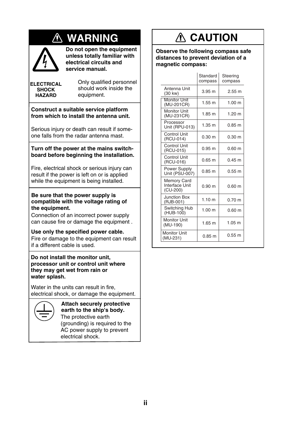 Caution, Warning | Furuno 2837S User Manual | Page 4 / 123