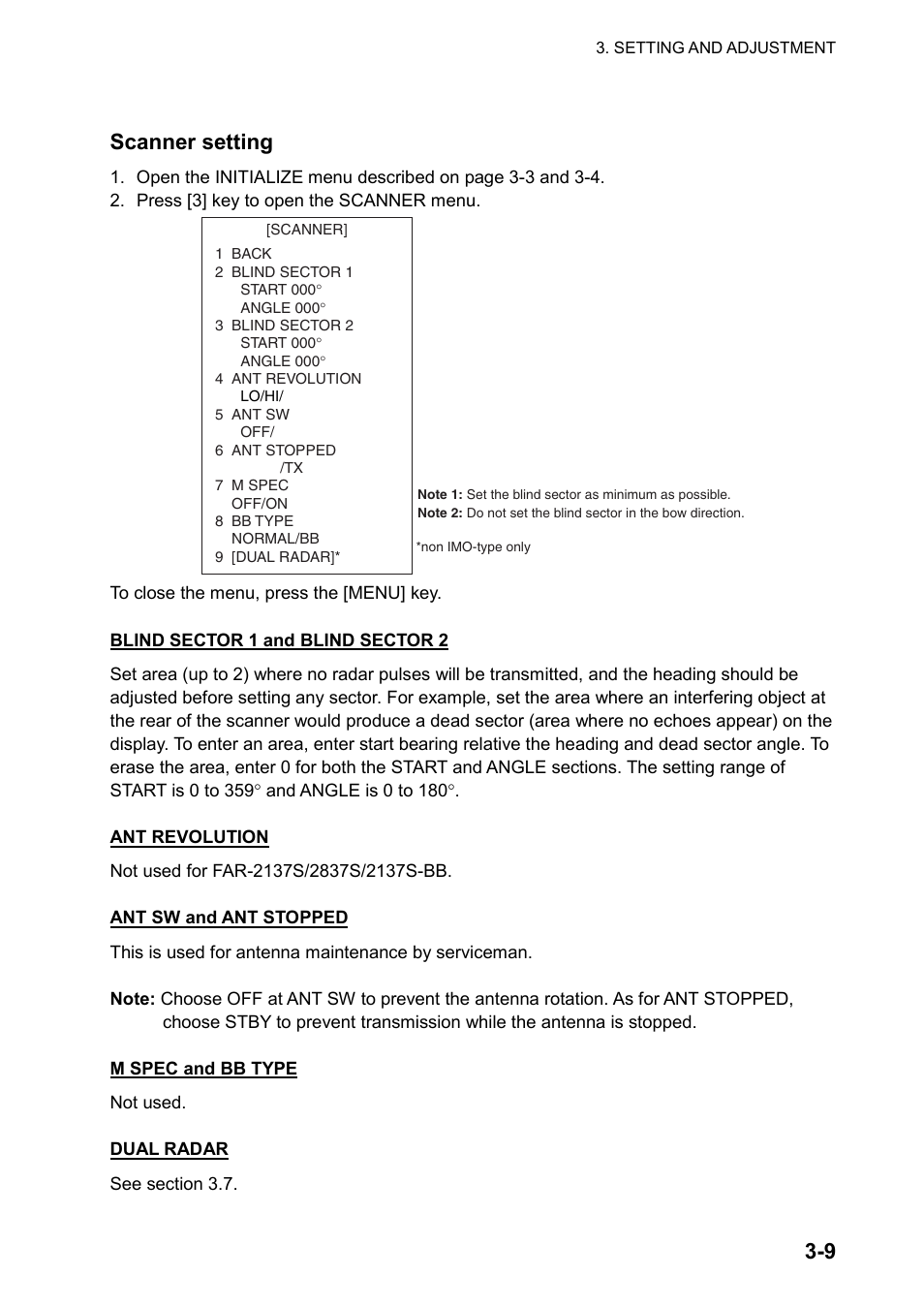 Scanner setting | Furuno 2837S User Manual | Page 49 / 123