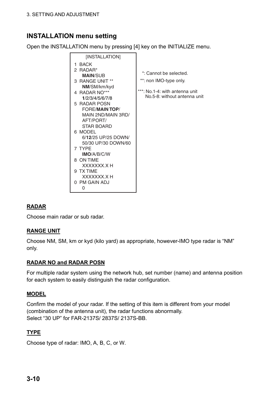 10 installation menu setting | Furuno 2837S User Manual | Page 50 / 123