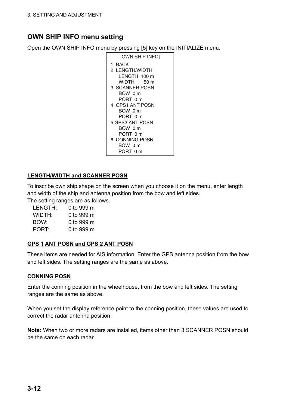 12 own ship info menu setting | Furuno 2837S User Manual | Page 52 / 123