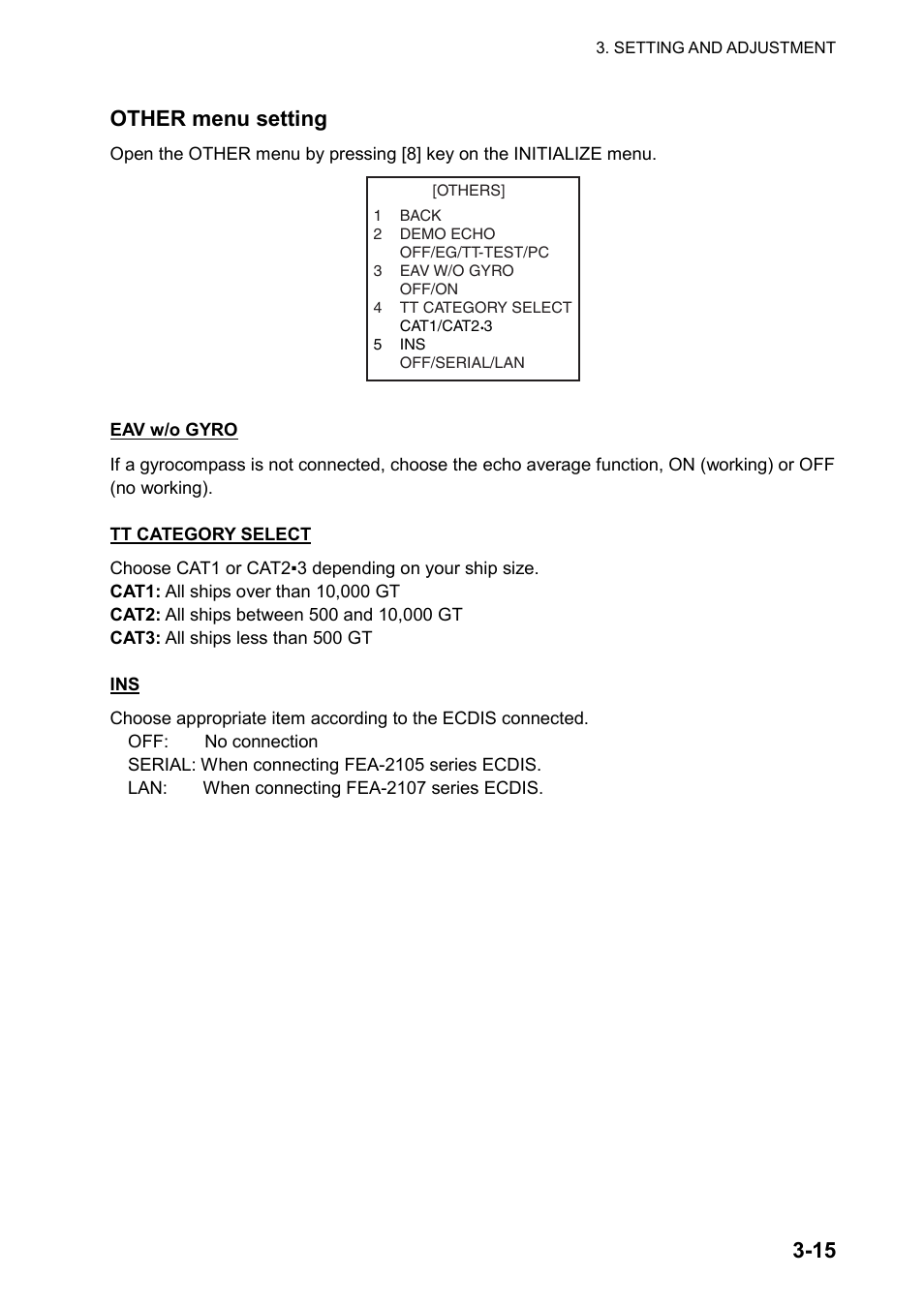 15 other menu setting | Furuno 2837S User Manual | Page 55 / 123