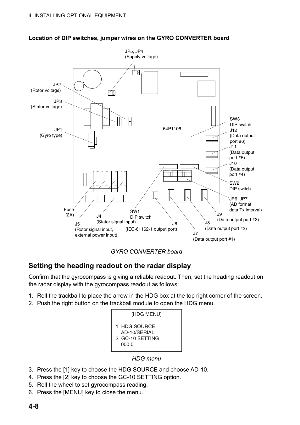 Setting the heading readout on the radar display | Furuno 2837S User Manual | Page 70 / 123