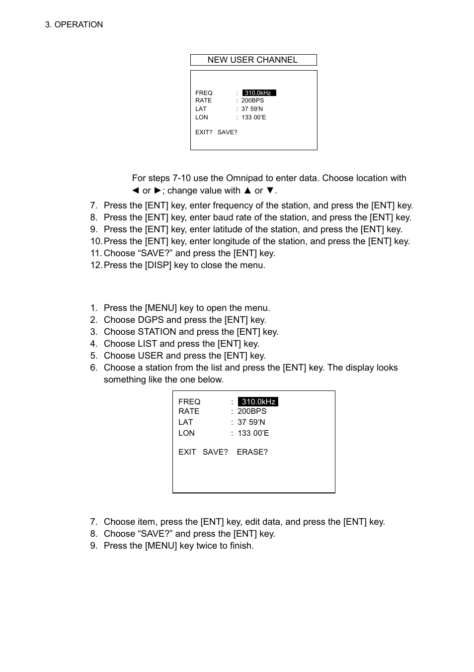 3 editing user beacon stations | Furuno SC-60 User Manual | Page 54 / 106