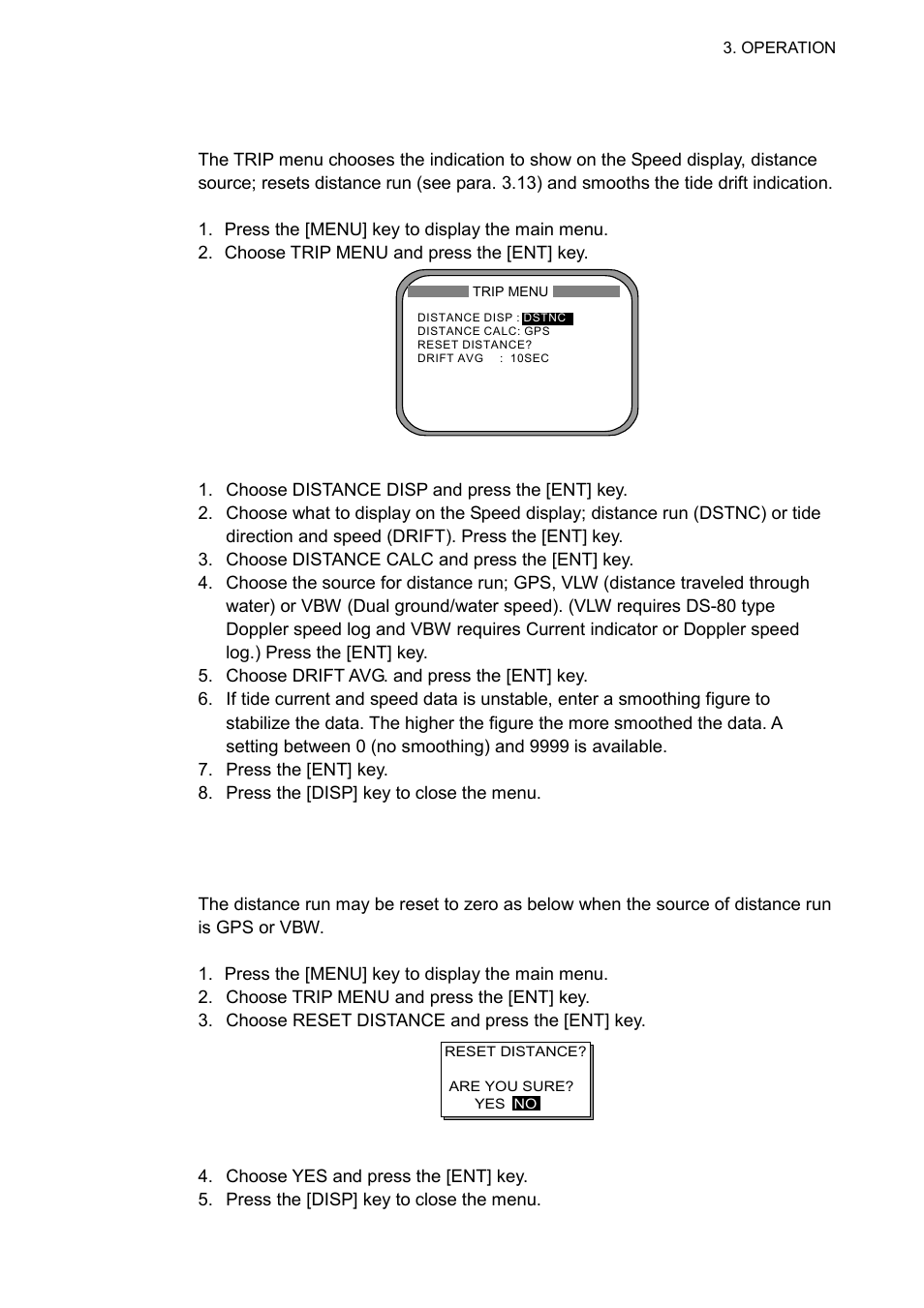 12 trip menu, 13 resetting distance run | Furuno SC-60 User Manual | Page 57 / 106