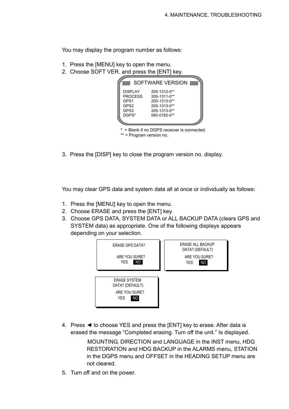 4 program number, 5 clearing data | Furuno SC-60 User Manual | Page 63 / 106