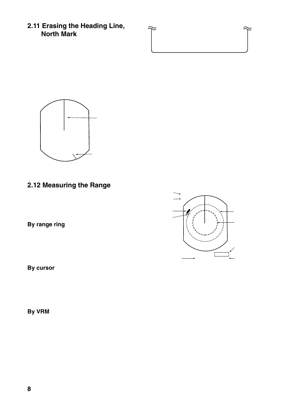 11 erasing the heading line, north mark, 12 measuring the range | Furuno 1832 User Manual | Page 22 / 64