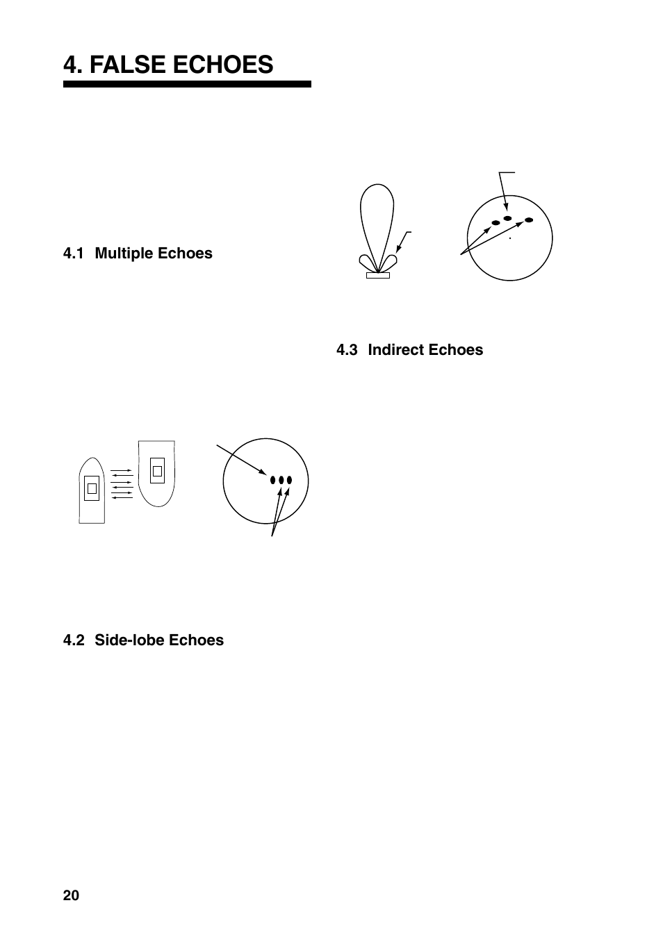 False echoes, 1 multiple echoes, 2 side-lobe echoes | 3 indirect echoes | Furuno 1832 User Manual | Page 34 / 64