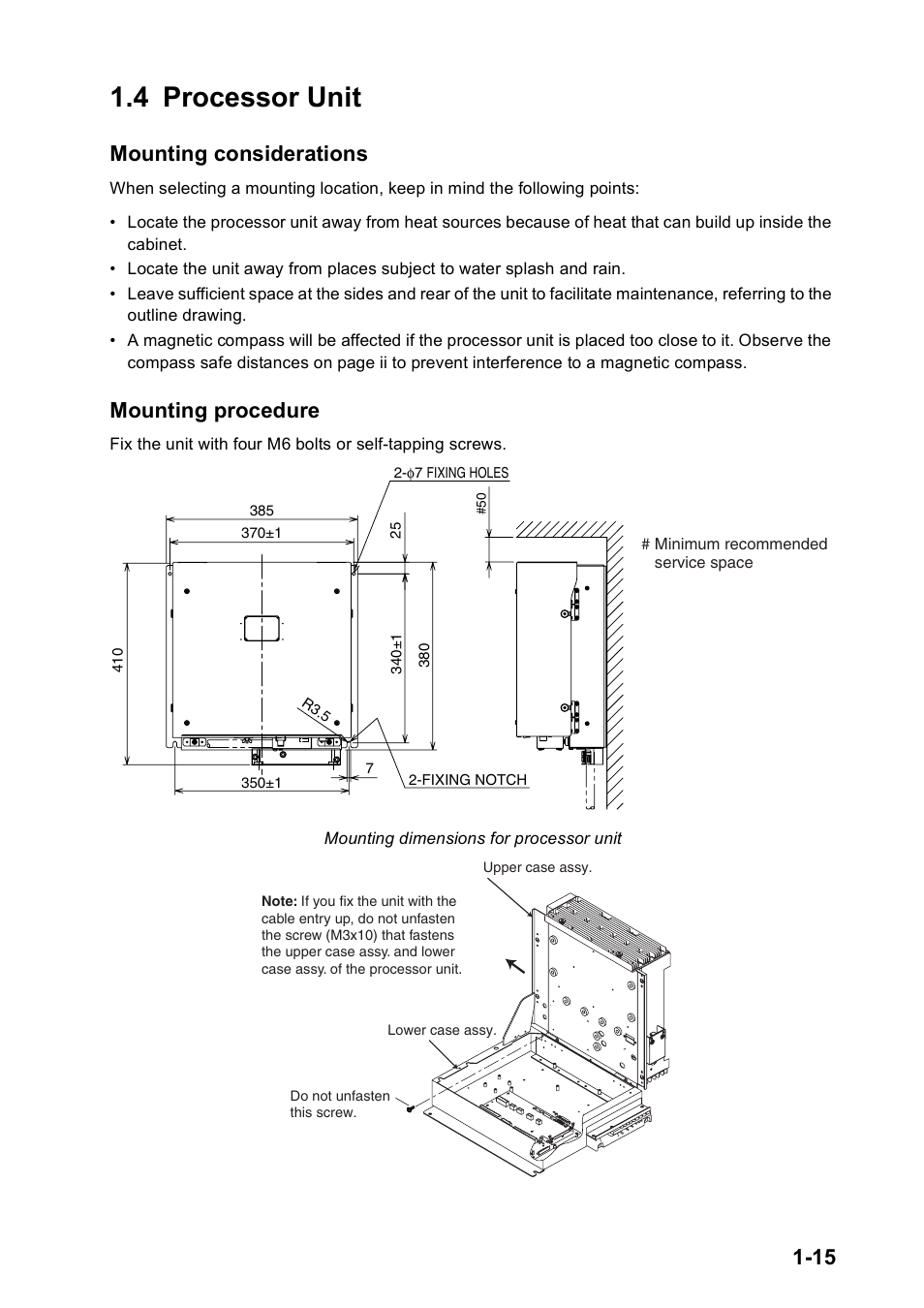 4 processor unit, Mounting considerations, Mounting procedure | Furuno FAR2167DS-BB User Manual | Page 22 / 109