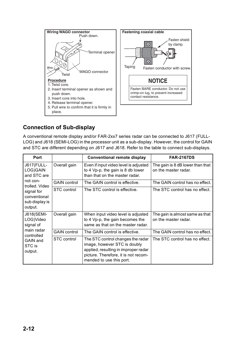 Notice, 12 connection of sub-display | Furuno FAR2167DS-BB User Manual | Page 35 / 109