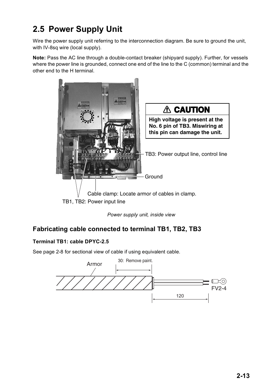 5 power supply unit, Caution | Furuno FAR2167DS-BB User Manual | Page 36 / 109