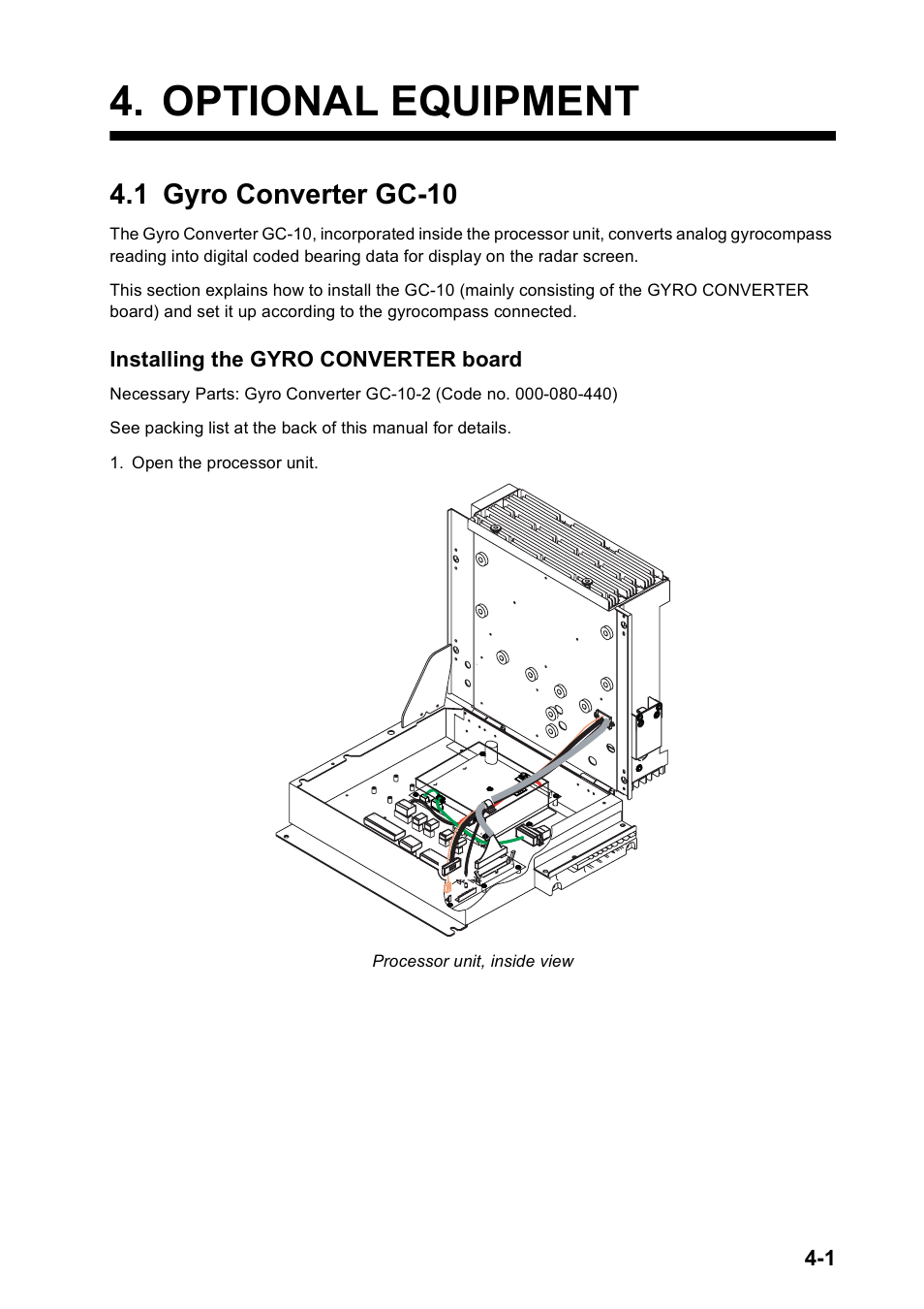 Optional equipment, 1 gyro converter gc-10, Installing the gyro converter board | Furuno FAR2167DS-BB User Manual | Page 56 / 109
