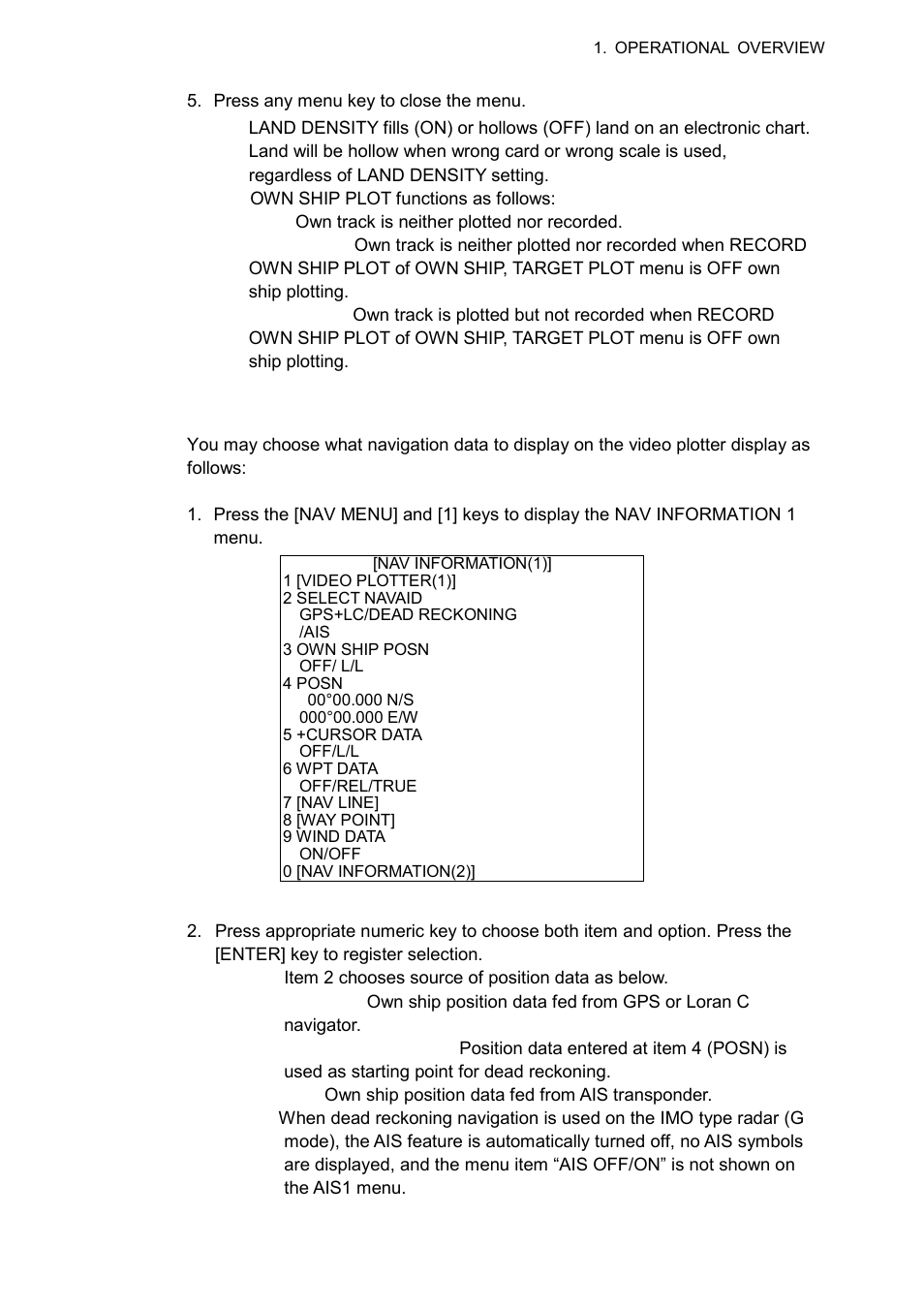 2 hiding/showing nav data | Furuno RP-250 User Manual | Page 13 / 73