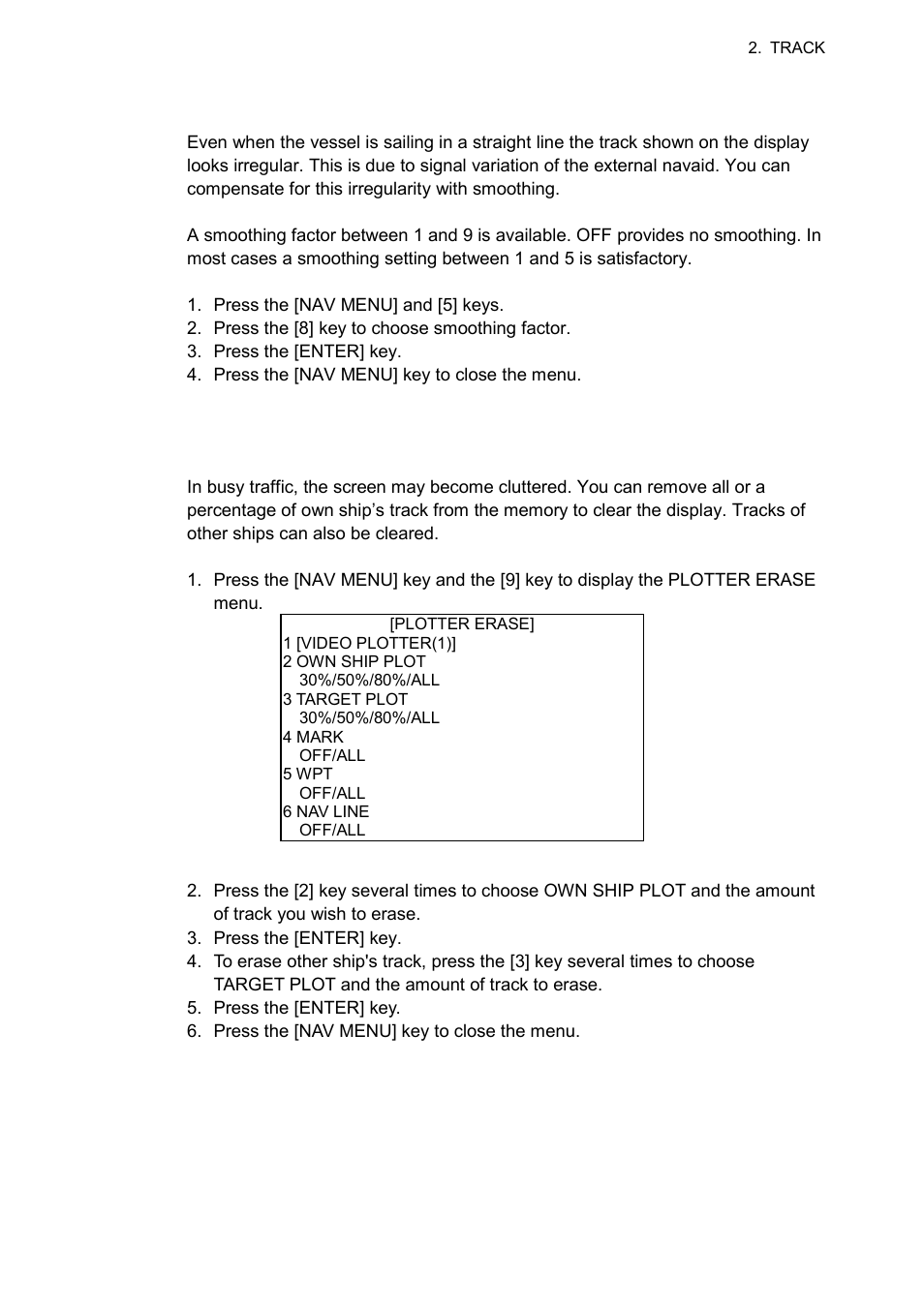 4 smoothing, 5 erasing track | Furuno RP-250 User Manual | Page 17 / 73