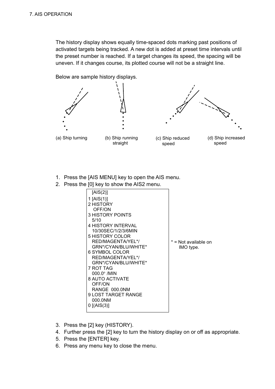 8 history display, 1 turning history display on/off | Furuno RP-250 User Manual | Page 44 / 73