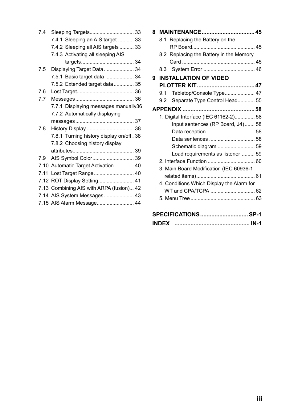 Furuno RP-250 User Manual | Page 5 / 73