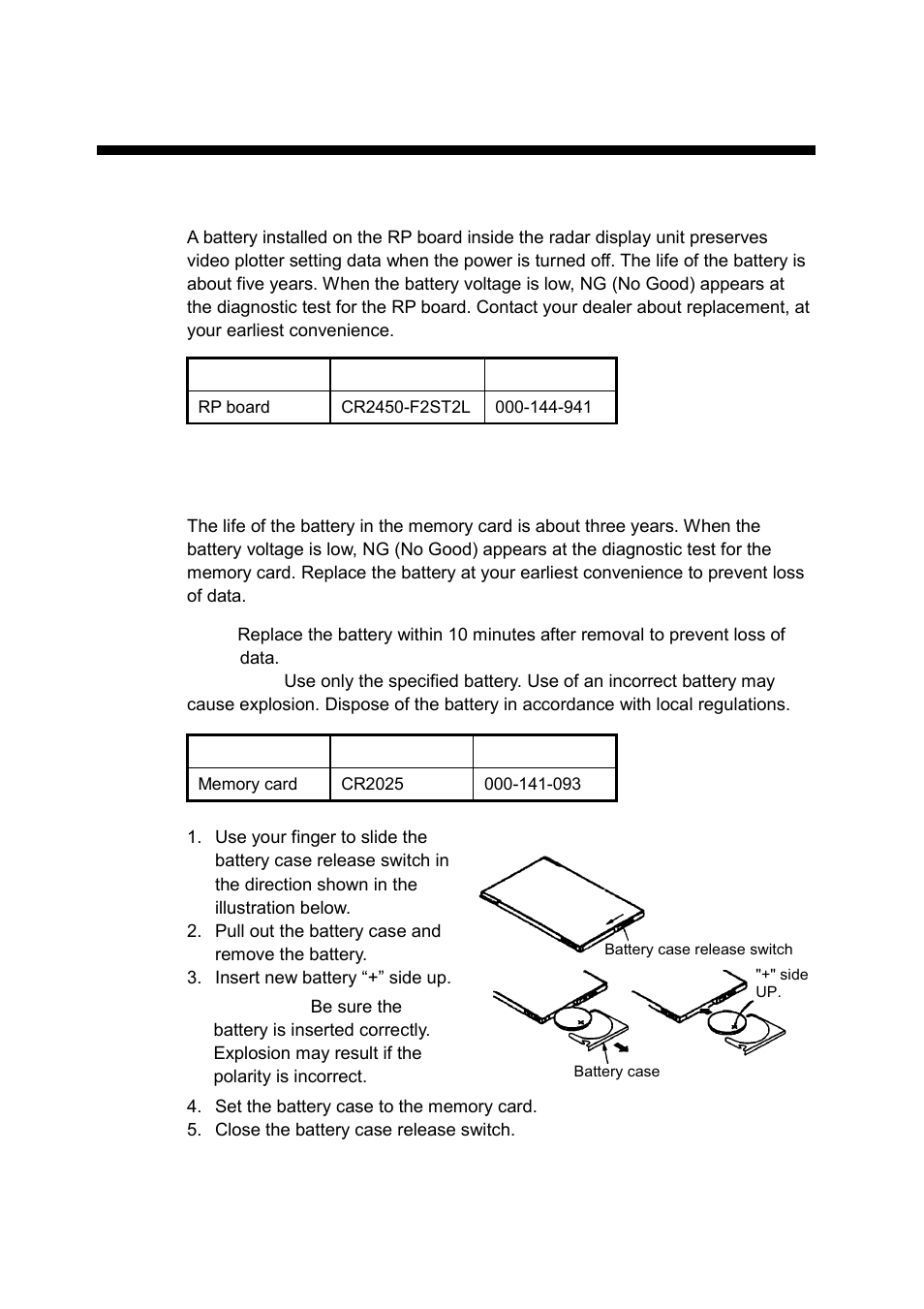 8 maintenance, 1 replacing the battery on the rp board, 2 replacing the battery in the memory card | Furuno RP-250 User Manual | Page 51 / 73