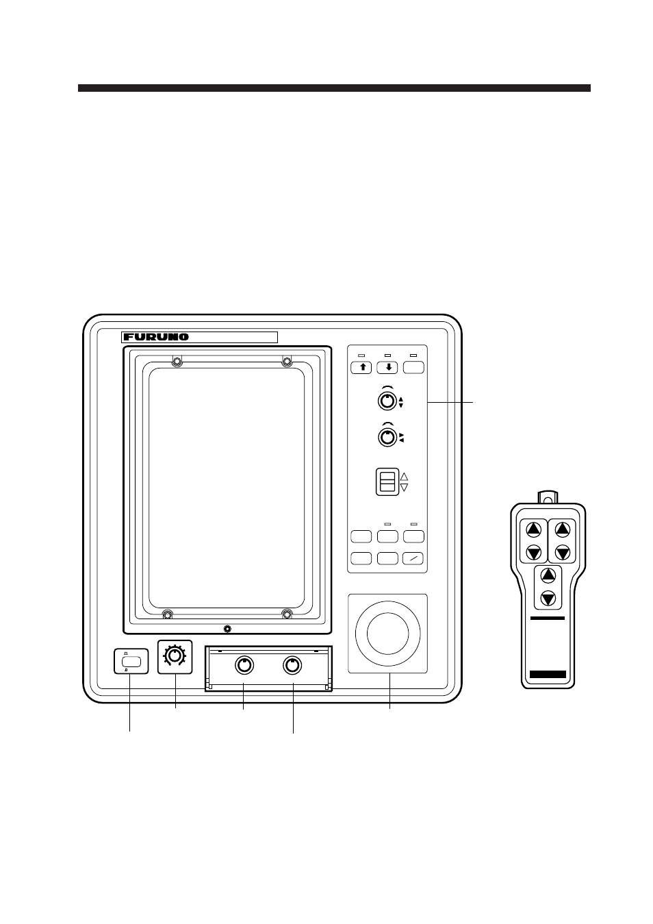 Operational overview, Equipment overview, Figure 1-1 display unit, remote controller | Brill control power switch | Furuno CSH-7 User Manual | Page 8 / 51