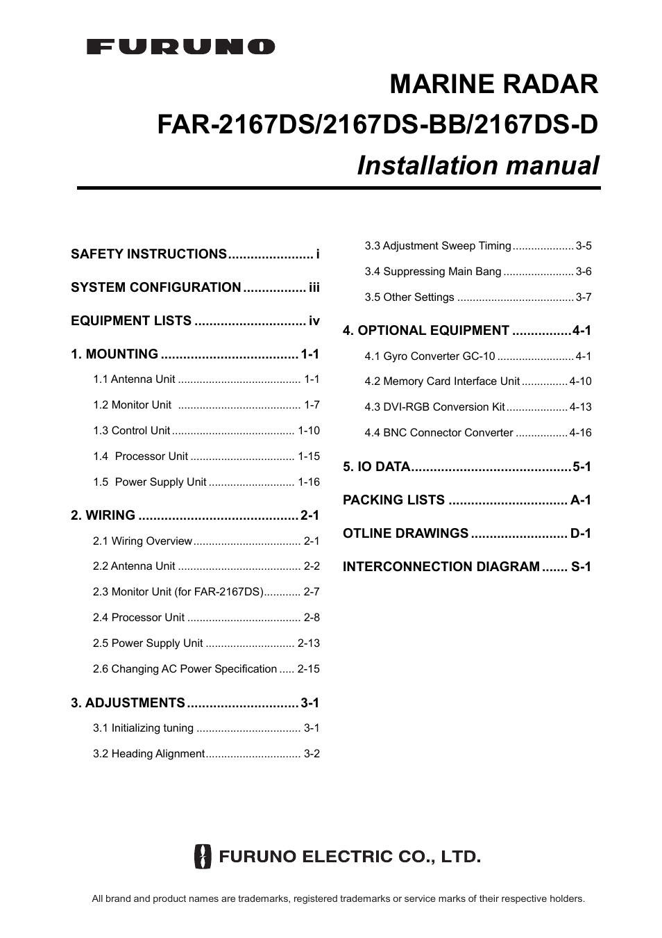 Furuno FAR-2167DS-BB User Manual | 111 pages