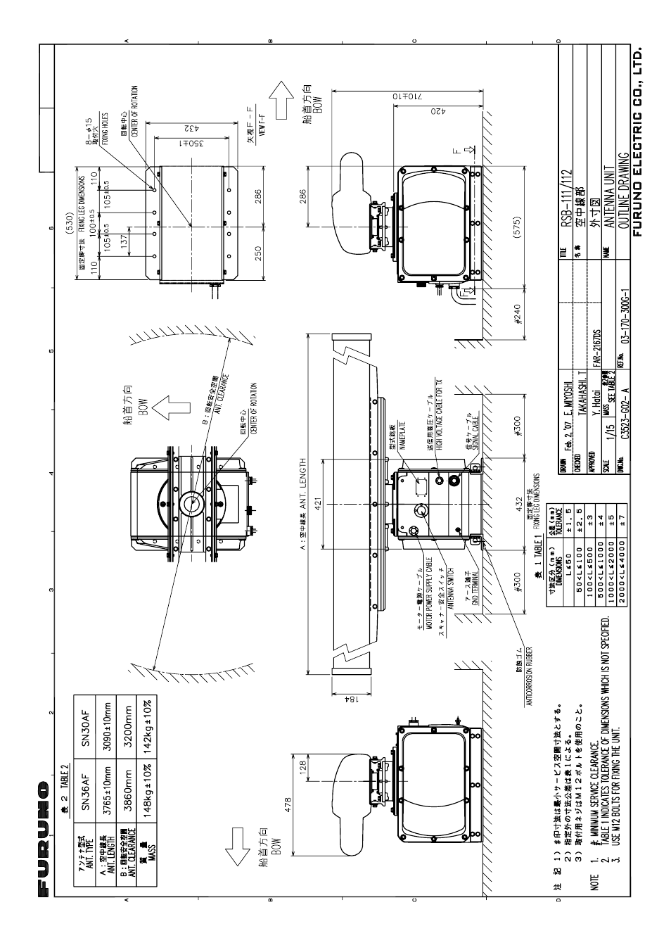 Outline drawings | Furuno FAR-2167DS-BB User Manual | Page 91 / 111