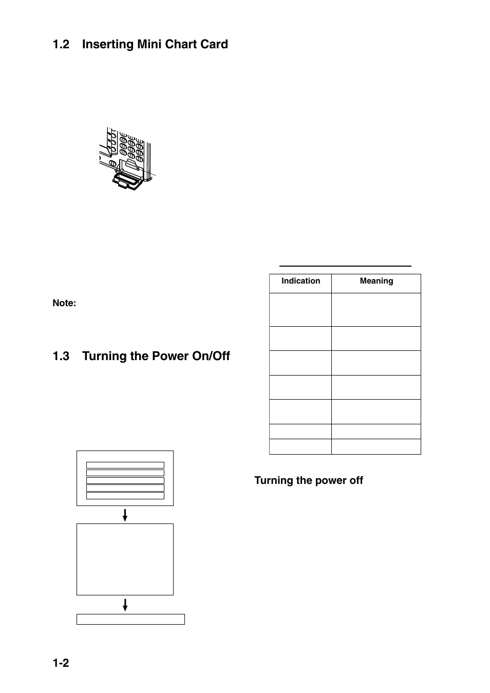 2 inserting mini chart card, 3 turning the power on/off, Turning the power off | Furuno GP-1650 User Manual | Page 10 / 94