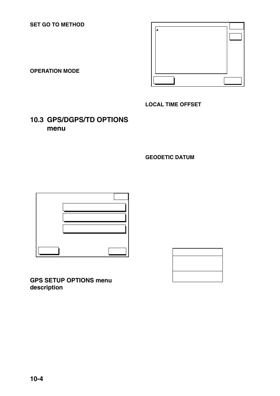 3 gps/dgps/td options menu, Gps setup options menu description, Figure 10-6 gps/dgps/td options menu | Furuno GP-1650 User Manual | Page 60 / 94