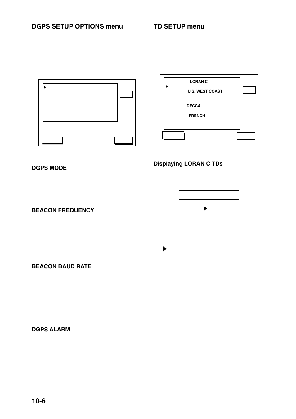 Dgps setup options menu, Td setup menu | Furuno GP-1650 User Manual | Page 62 / 94
