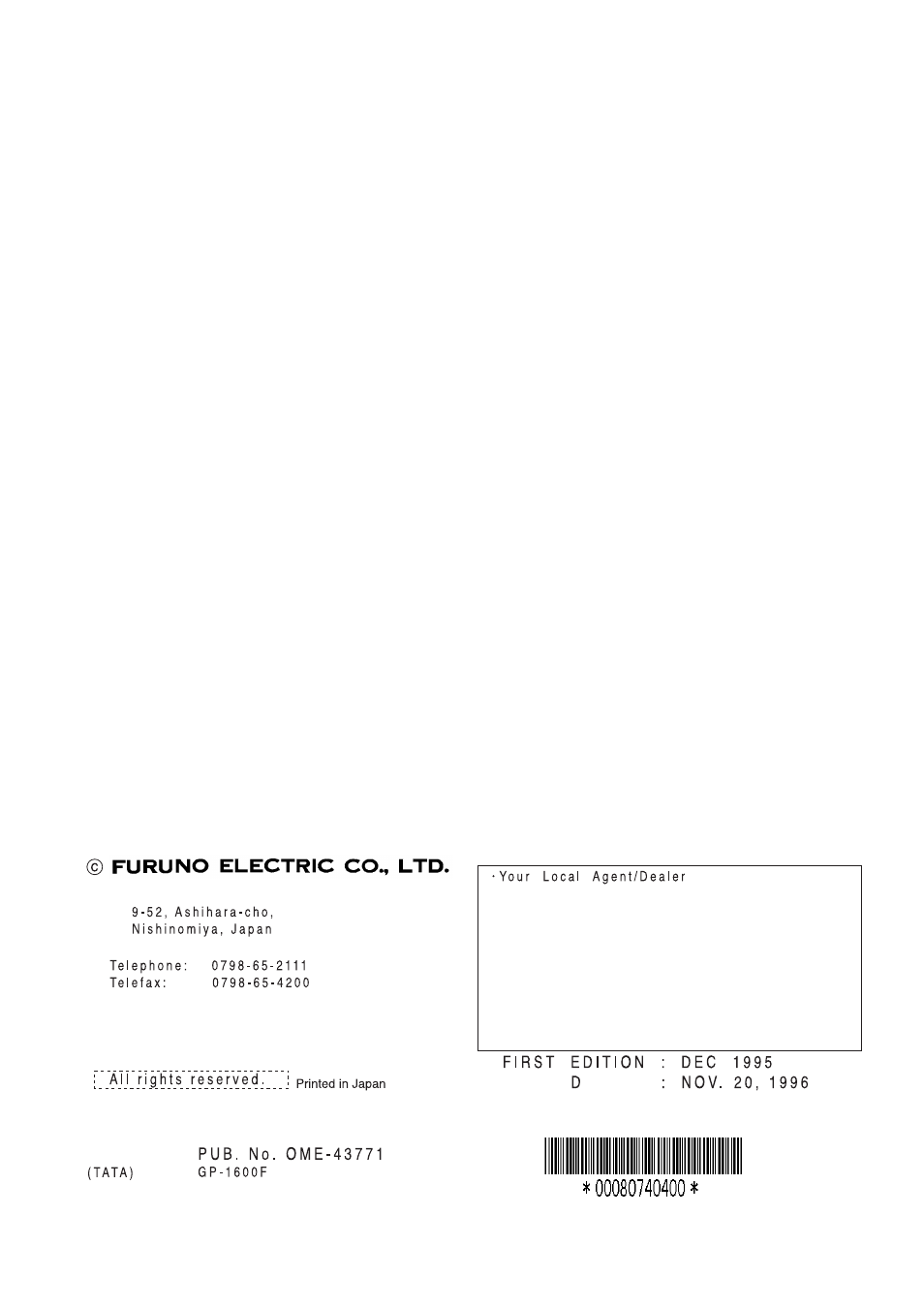 Hyoushi_2 | Furuno GP-1600F User Manual | Page 2 / 97