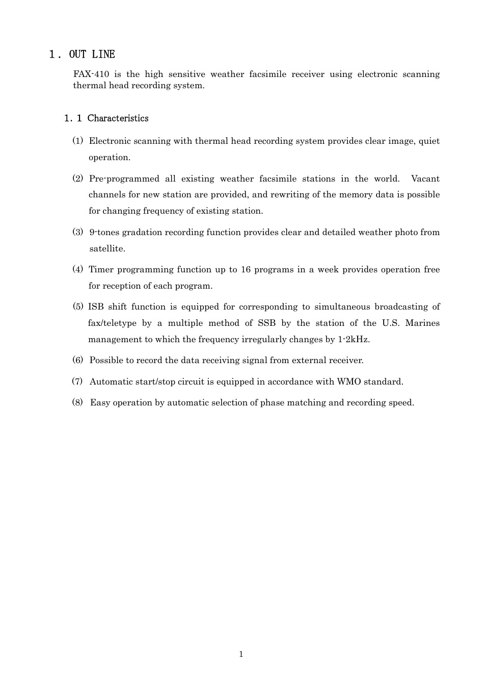 Out line | Furuno FAX-410 User Manual | Page 7 / 40