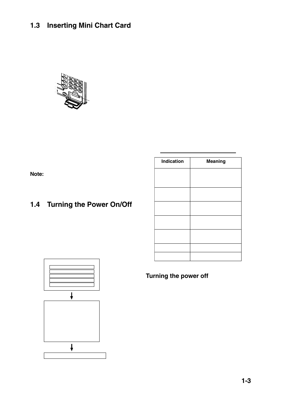 3 inserting mini chart card, 4 turning the power on/off, Turning the power off | Furuno GP-1850D User Manual | Page 11 / 94