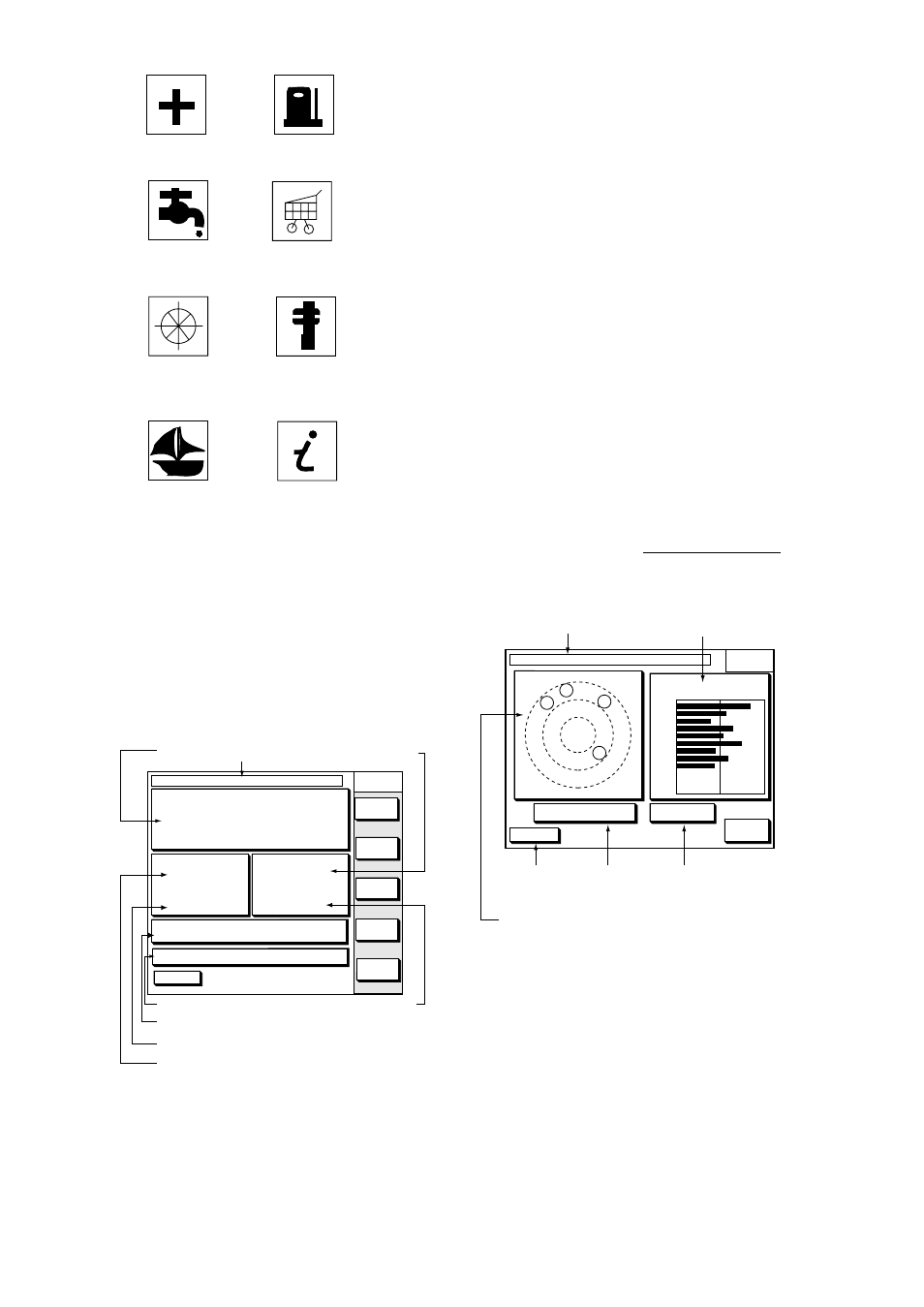 6 navigation data display, Enlarging an indication, Gps satellite monitor display | Figure 2-9 port service icons | Furuno GP-1850D User Manual | Page 19 / 94