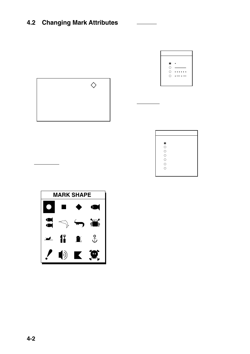 2 changing mark attributes, Mark shape | Furuno GP-1850D User Manual | Page 28 / 94