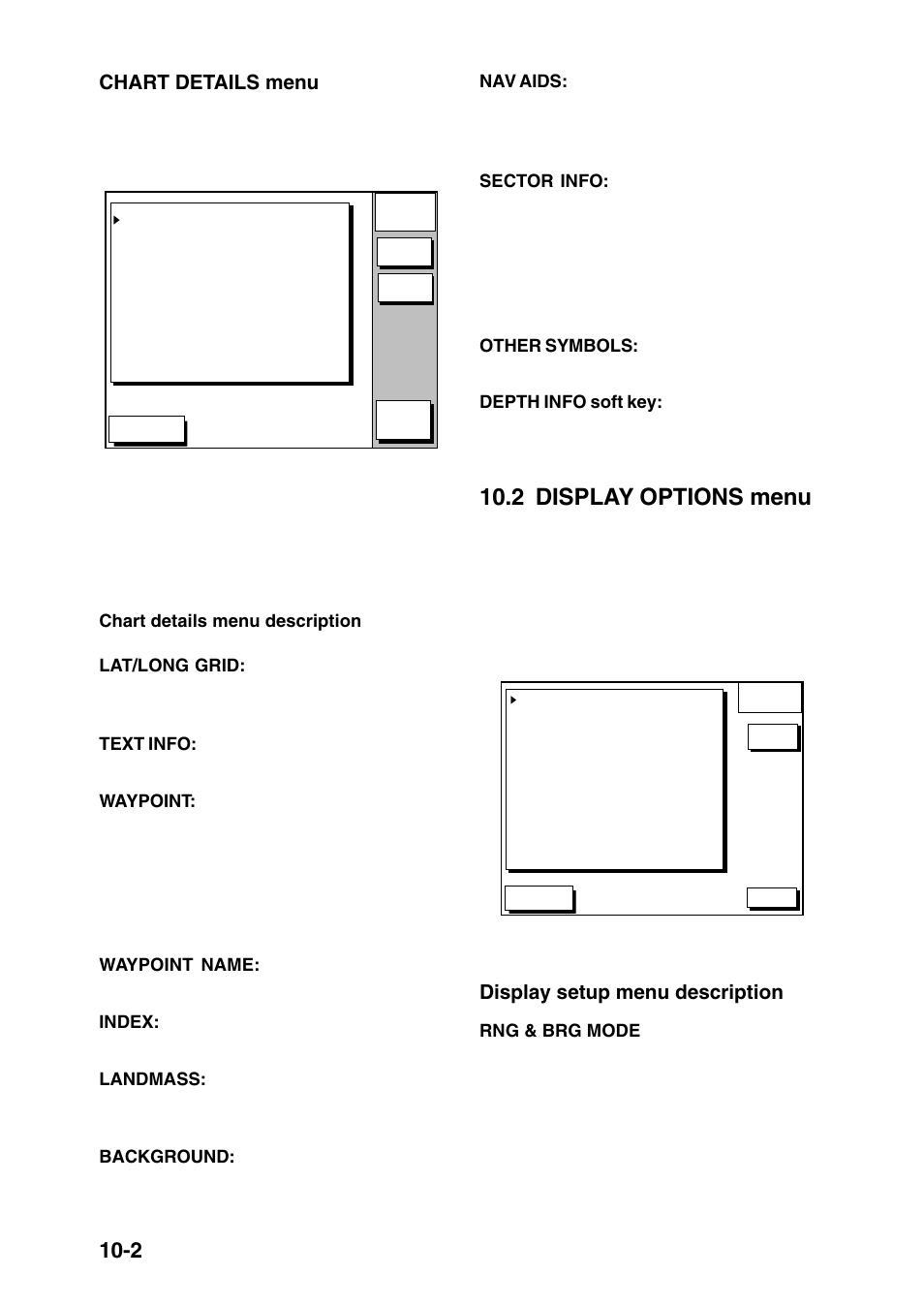 2 display options menu, Chart details menu, Display setup menu description | Furuno GP-1850D User Manual | Page 58 / 94