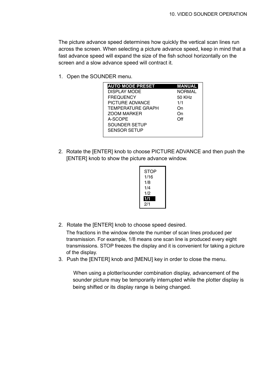 9 picture advance speed | Furuno GP-7000F User Manual | Page 103 / 132