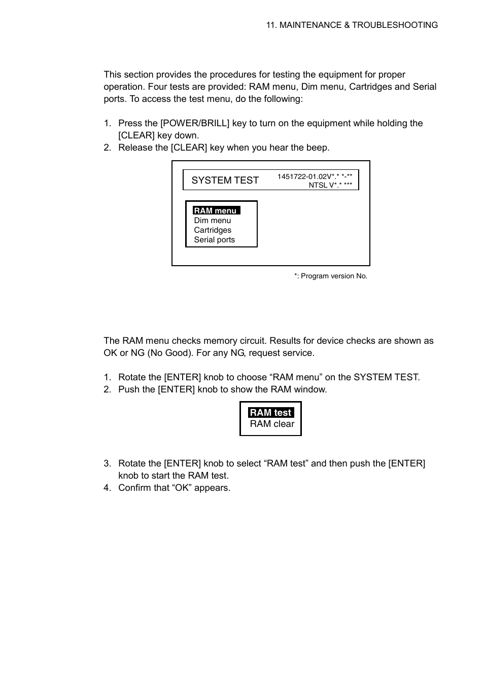 5 diagnostics, 1 ram menu | Furuno GP-7000F User Manual | Page 119 / 132