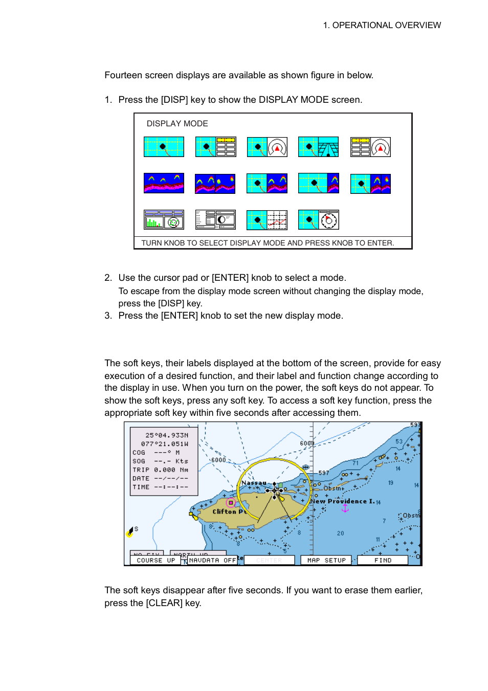 5 selecting a display, 6 soft keys | Furuno GP-7000F User Manual | Page 15 / 132