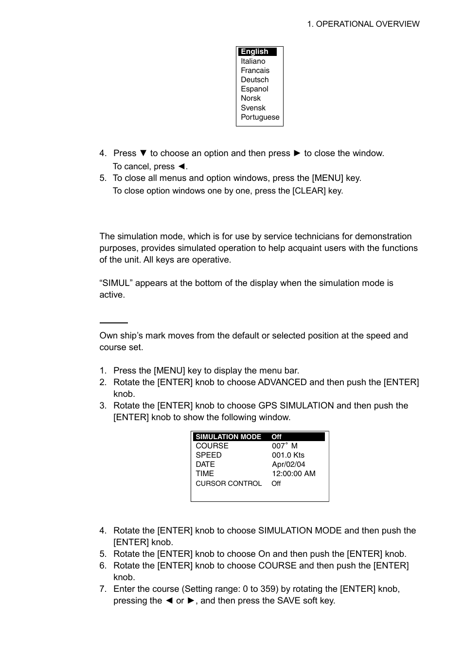 9 simulation mode | Furuno GP-7000F User Manual | Page 19 / 132