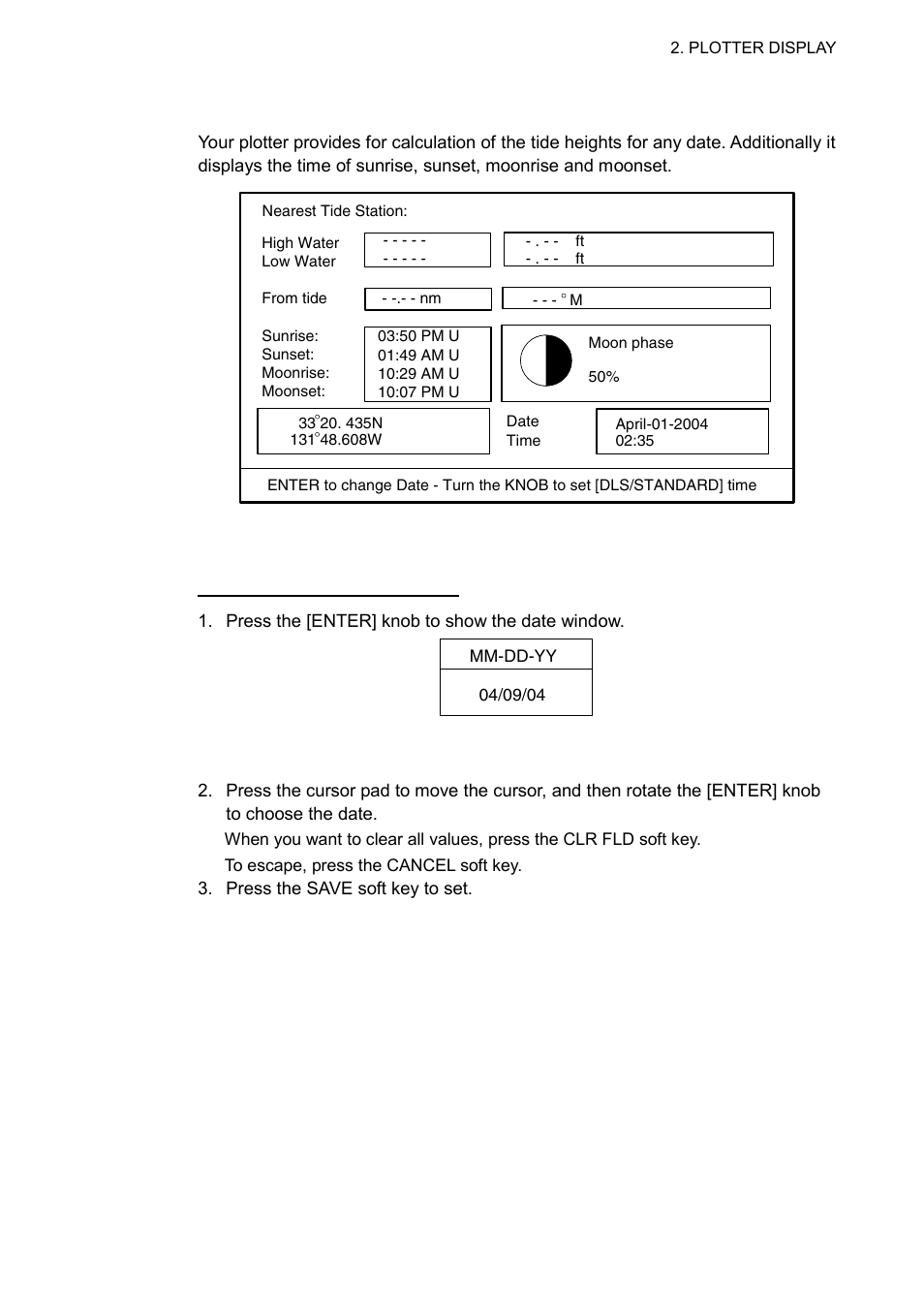 8 tide, celestial display, 8 celestial display, Tide, celestial display | Furuno GP-7000F User Manual | Page 29 / 132