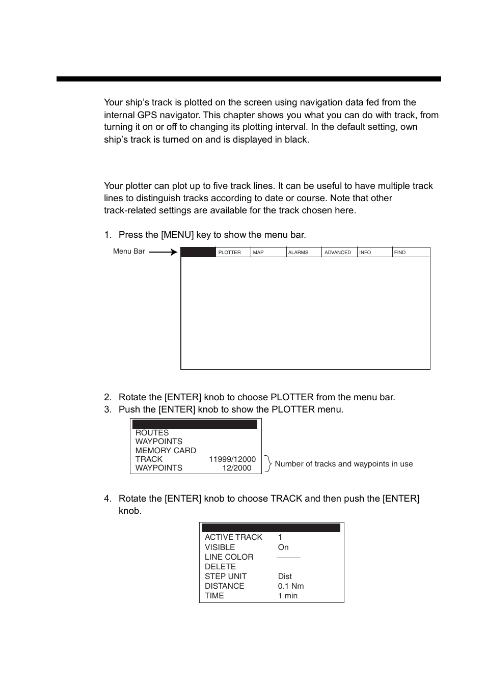 Track, 1 selecting active track | Furuno GP-7000F User Manual | Page 33 / 132
