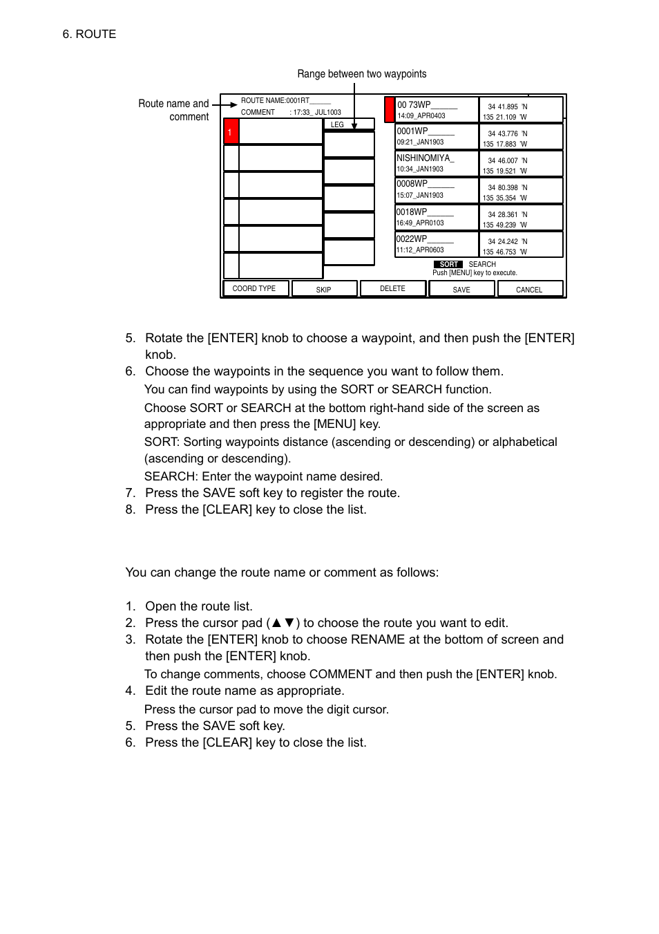 2 changing the route name/comment, Edit the route name as appropriate | Furuno GP-7000F User Manual | Page 48 / 132