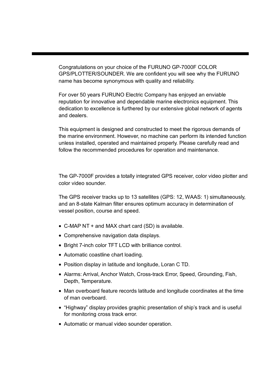 Foreword, Features | Furuno GP-7000F User Manual | Page 5 / 132