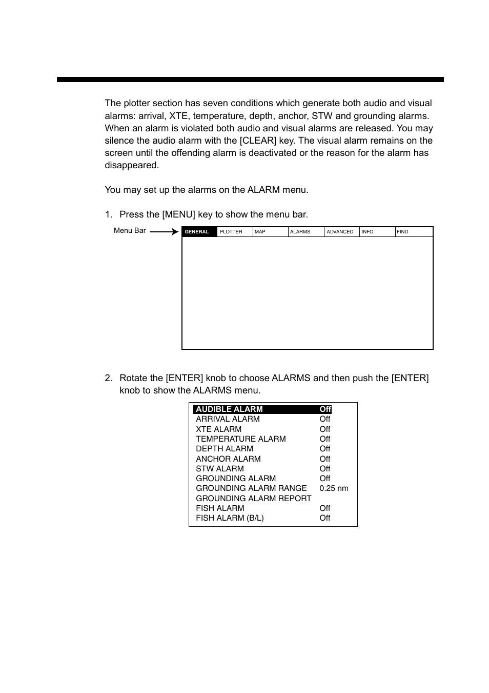 Alarms | Furuno GP-7000F User Manual | Page 63 / 132
